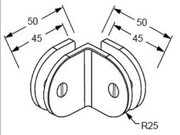 Fixed Bracket - Round 90 Degree Glass to Glass